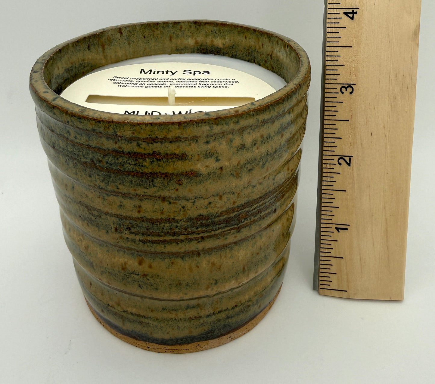 Handcrafted Ceramic Candle | Ridged Earthy Green