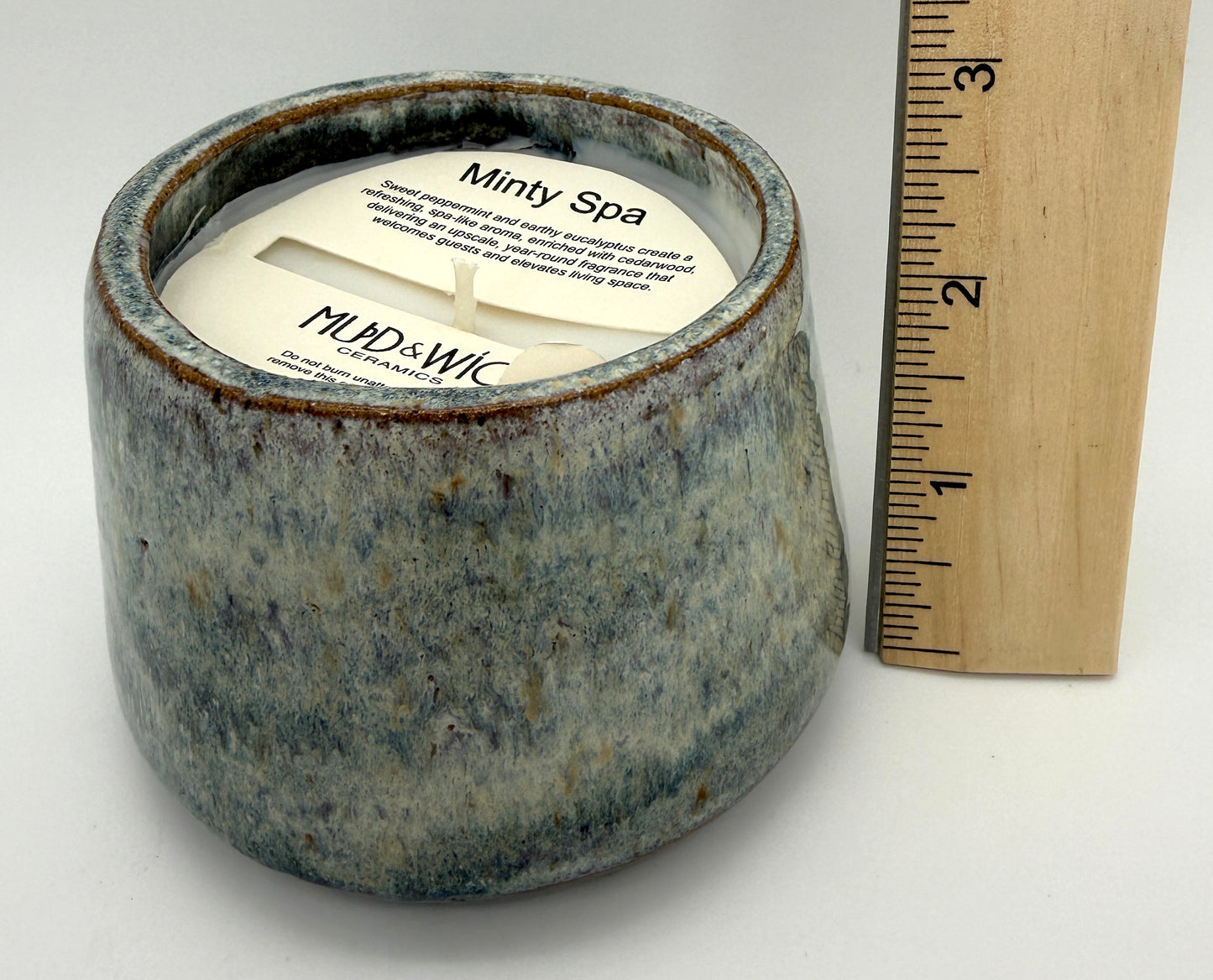 Handcrafted Ceramic Candle | Stone washed blue 2
