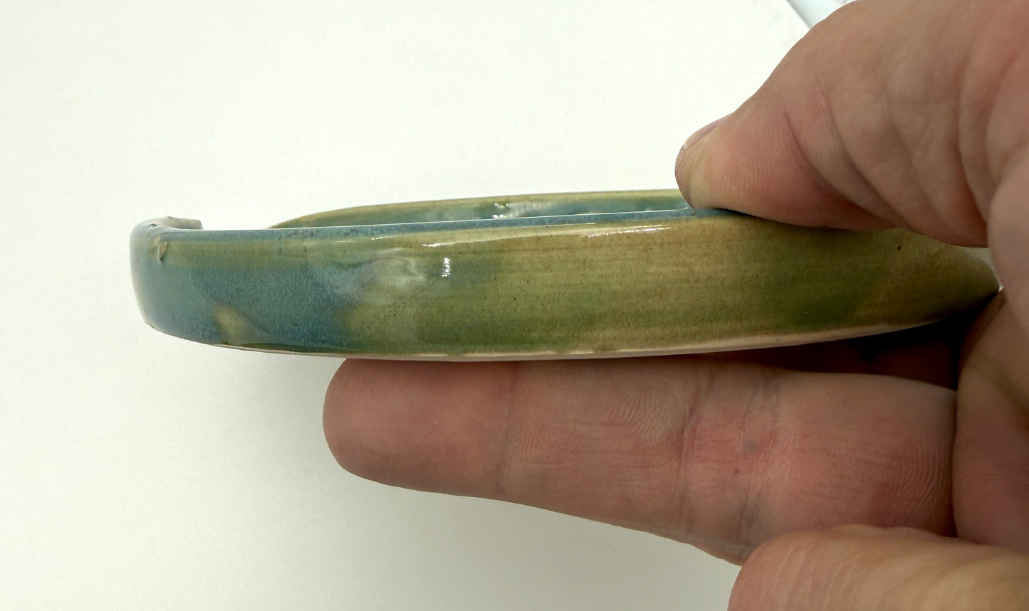Handcrafted Ceramic Spoon Rest | Teal and Rust