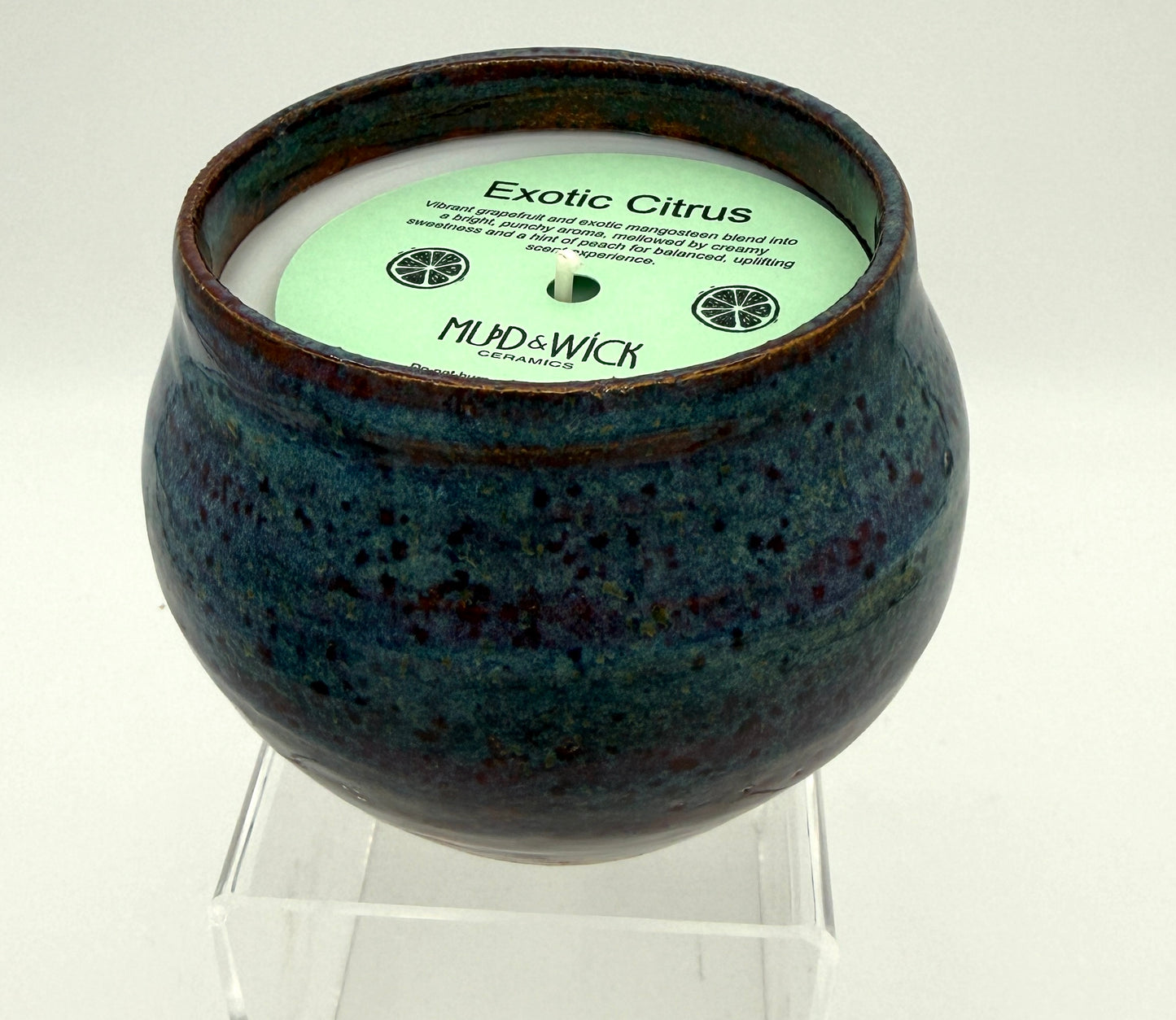 Handcrafted Ceramic Candle | Teal & Maroon