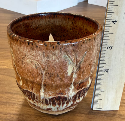 Small Brown Container - Carved