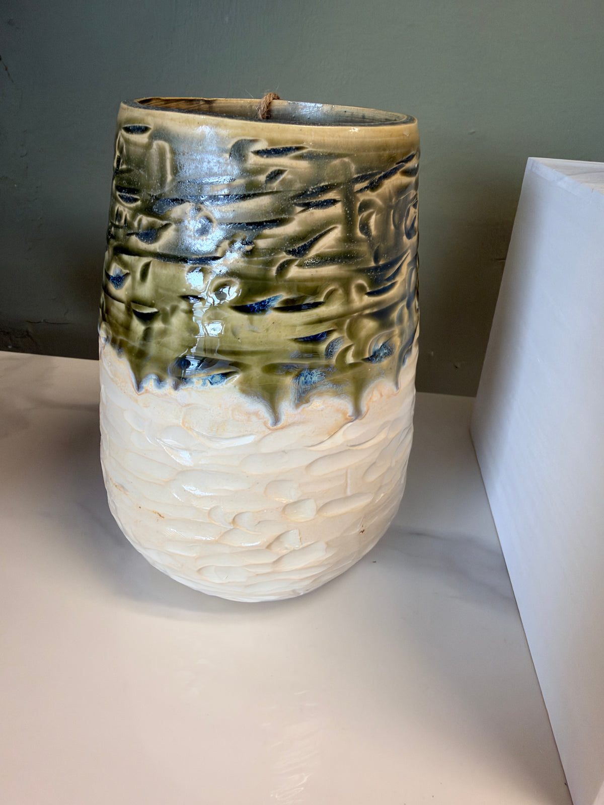 Desert Oasis Carved Ceramic Vase