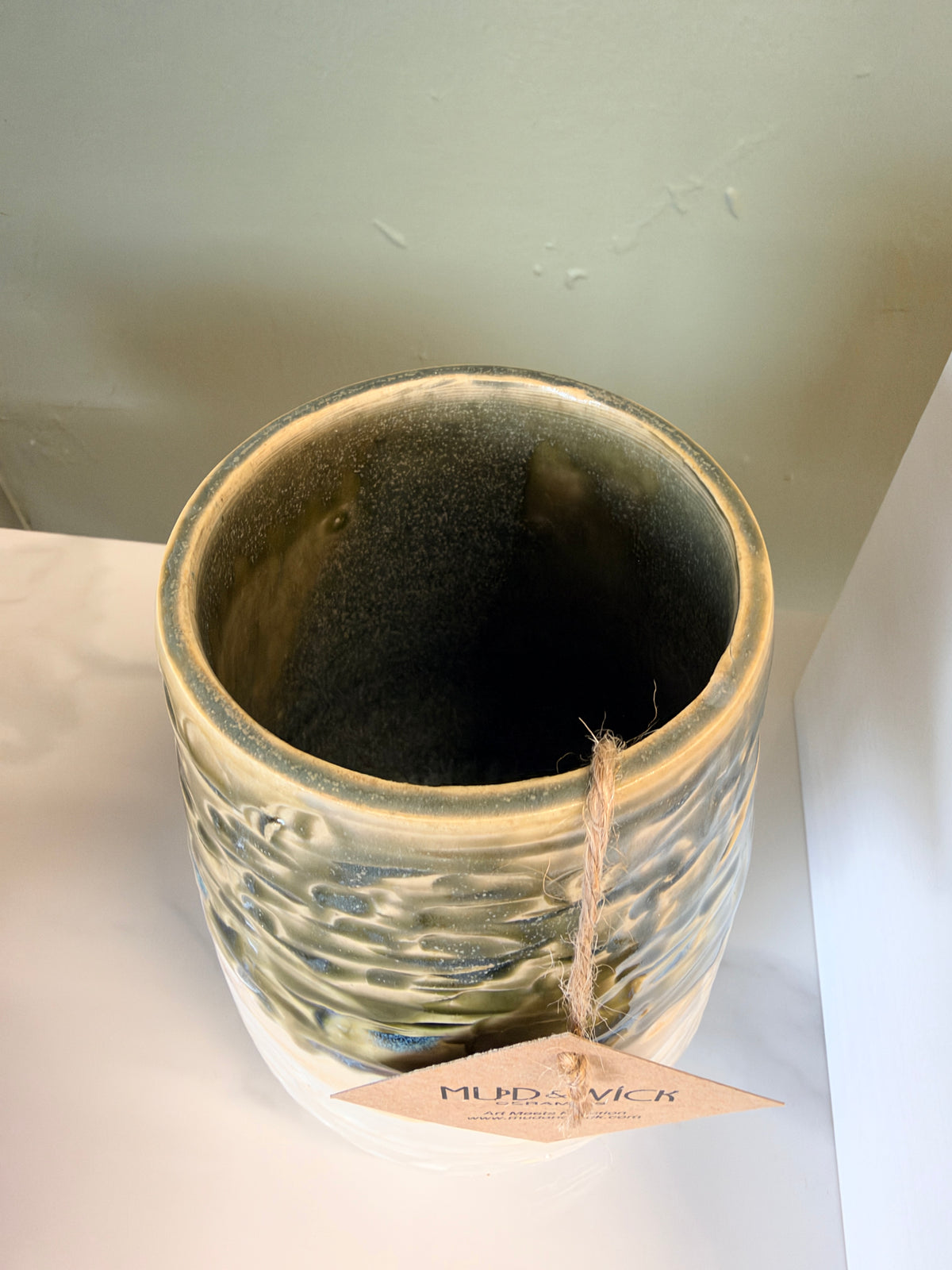Desert Oasis Carved Ceramic Vase
