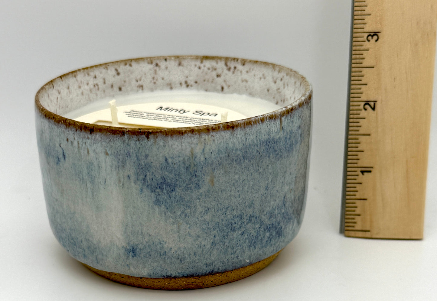 Handcrafted Ceramic Candle | Sky blue and Oatmeal