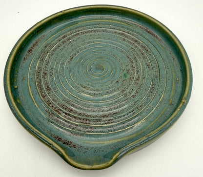 Handcrafted Ceramic Spoon Rest | Teal and Rust