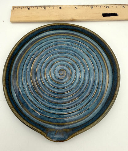 Handcrafted Ceramic Spoon Rest | Ocean Blue