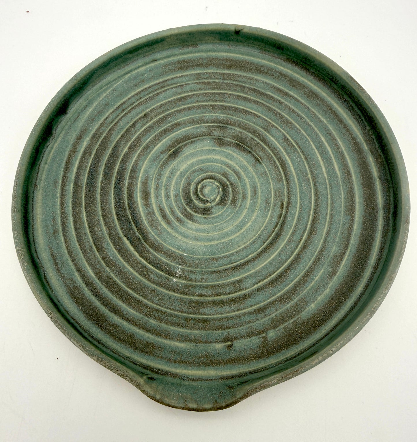 Handcrafted Ceramic Spoon Rest | Rustic teal