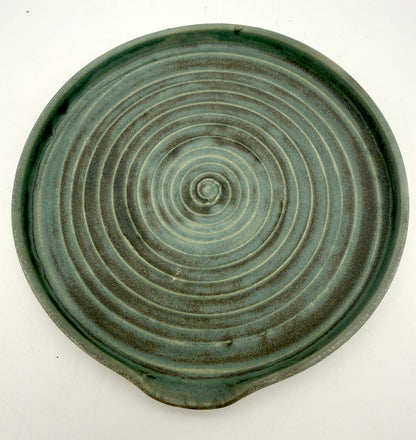 Handcrafted Ceramic Spoon Rest | Rustic teal