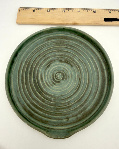 Handcrafted Ceramic Spoon Rest | Rustic teal