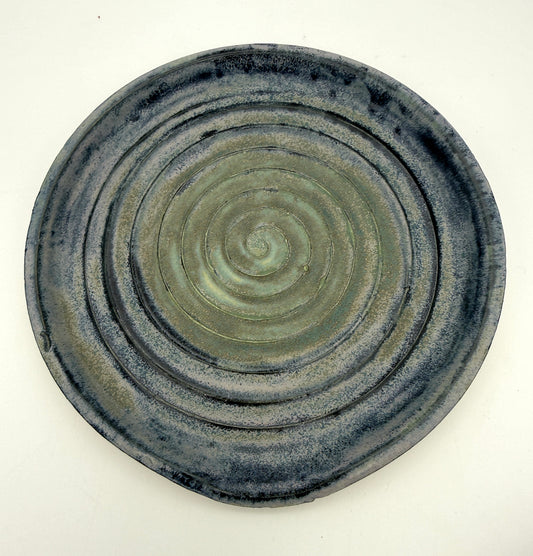 Handcrafted Ceramic Spoon Rest | Slate Blue & Sage