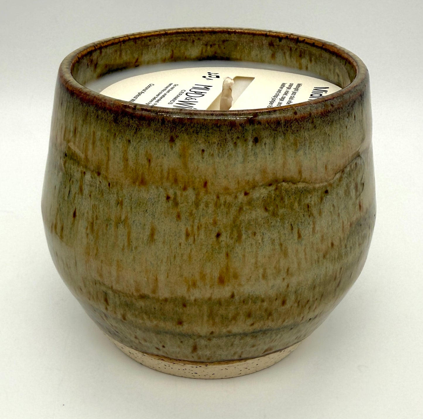 Handcrafted Ceramic Candle | Earthy sage