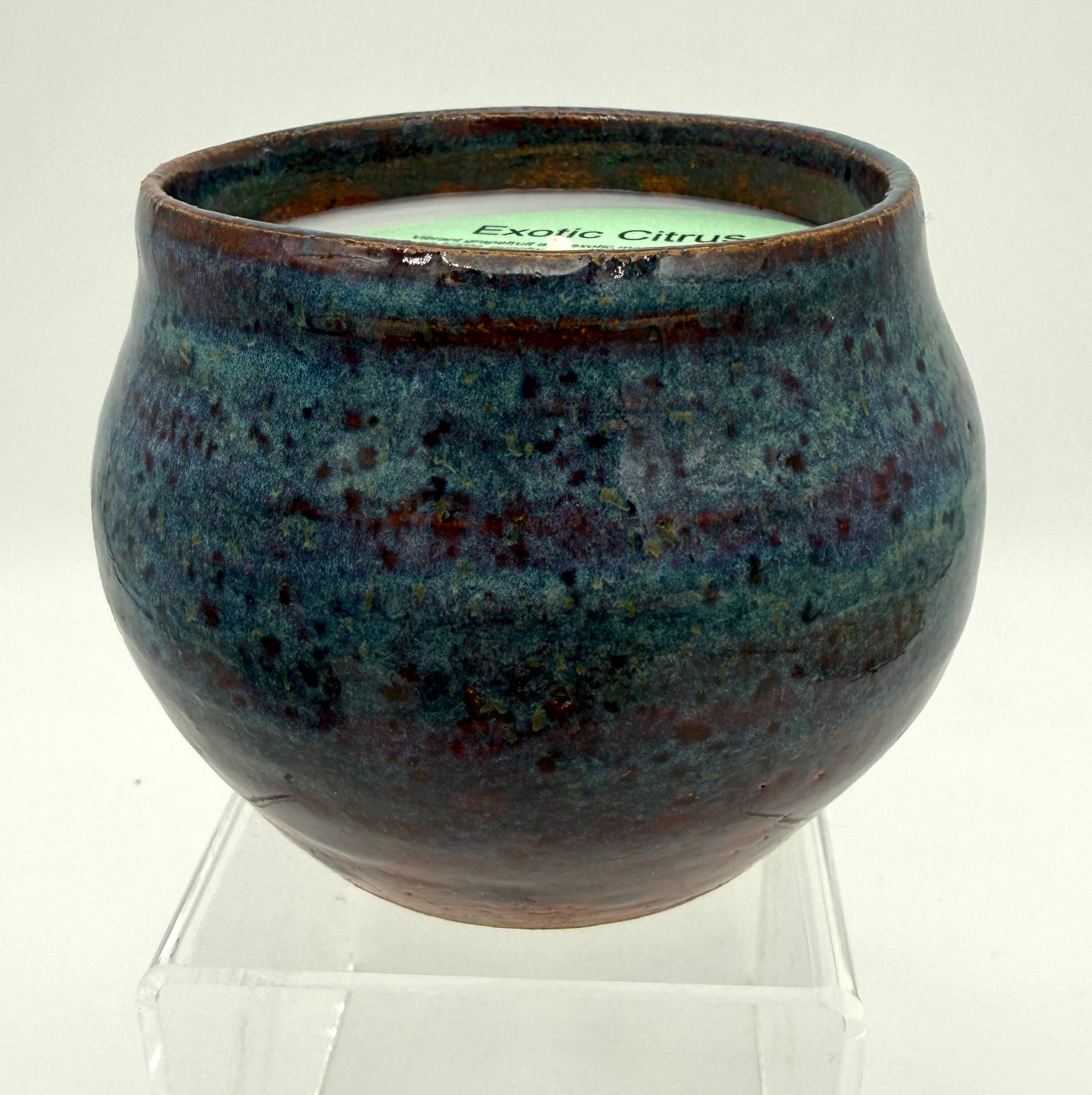 Handcrafted Ceramic Candle | Teal & Maroon