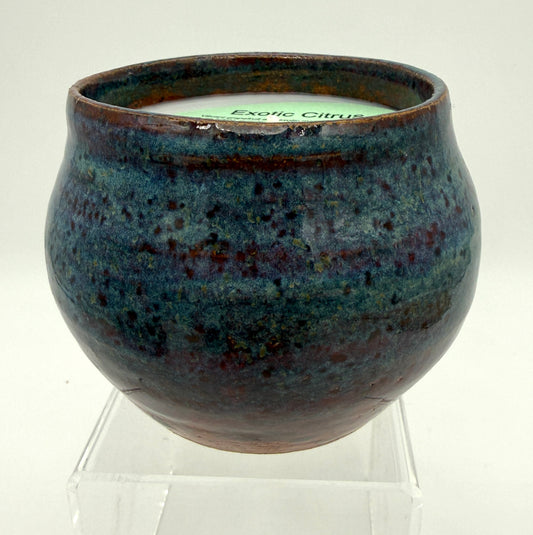 Handcrafted Ceramic Candle | Teal & Maroon