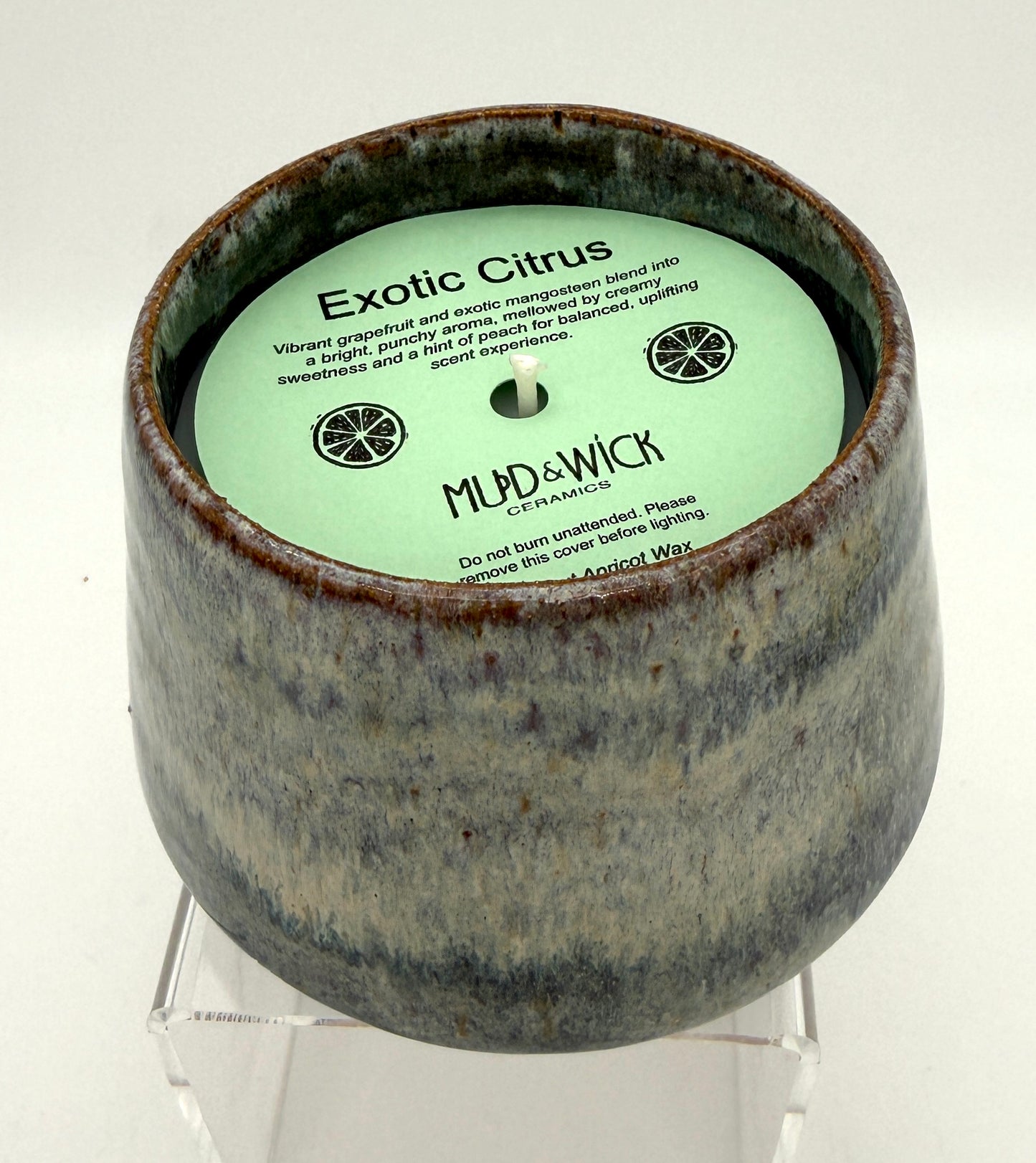 Handcrafted Ceramic Candle | Denim volcano