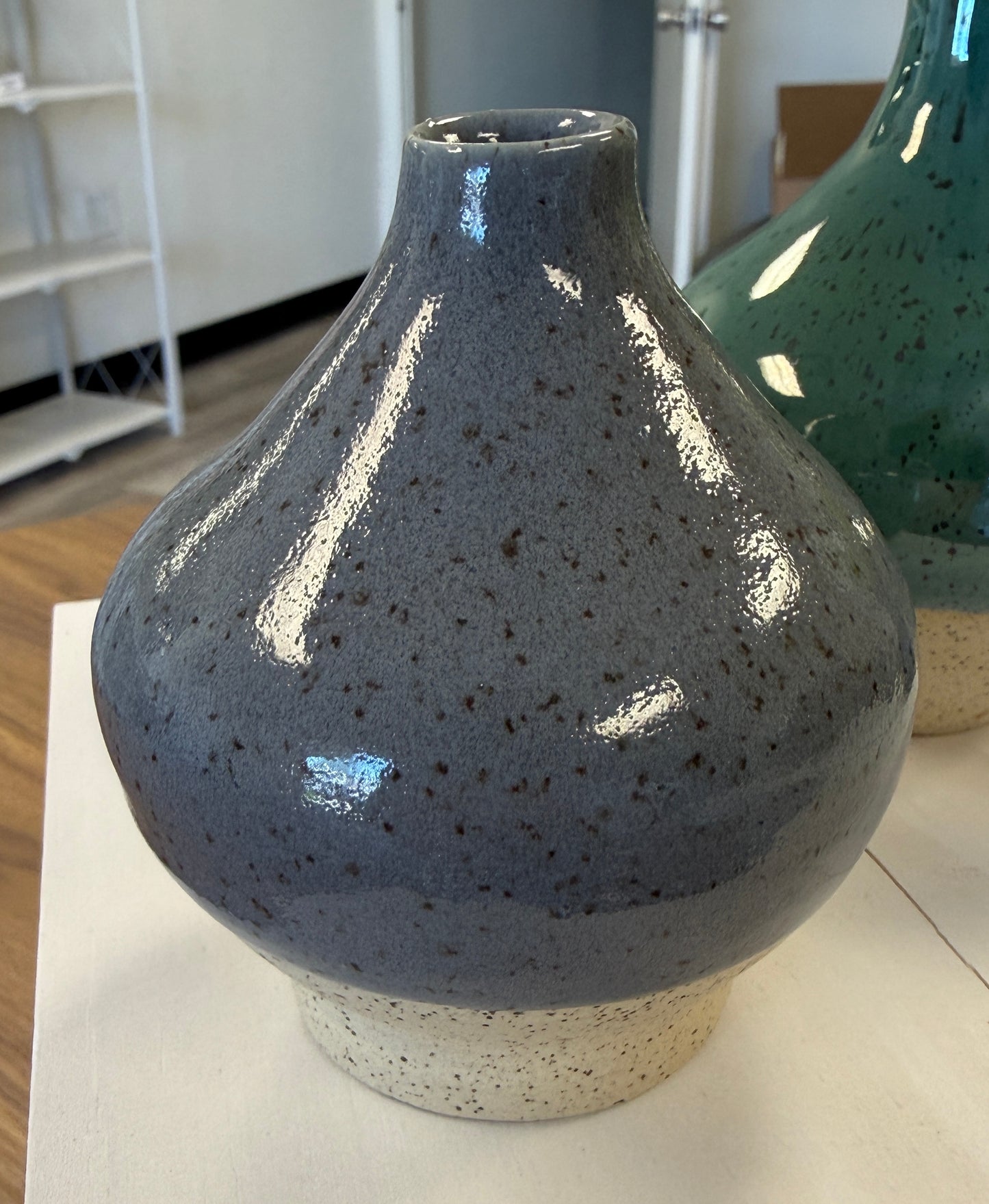 Hand thrown ceramic teardrop decorative vase