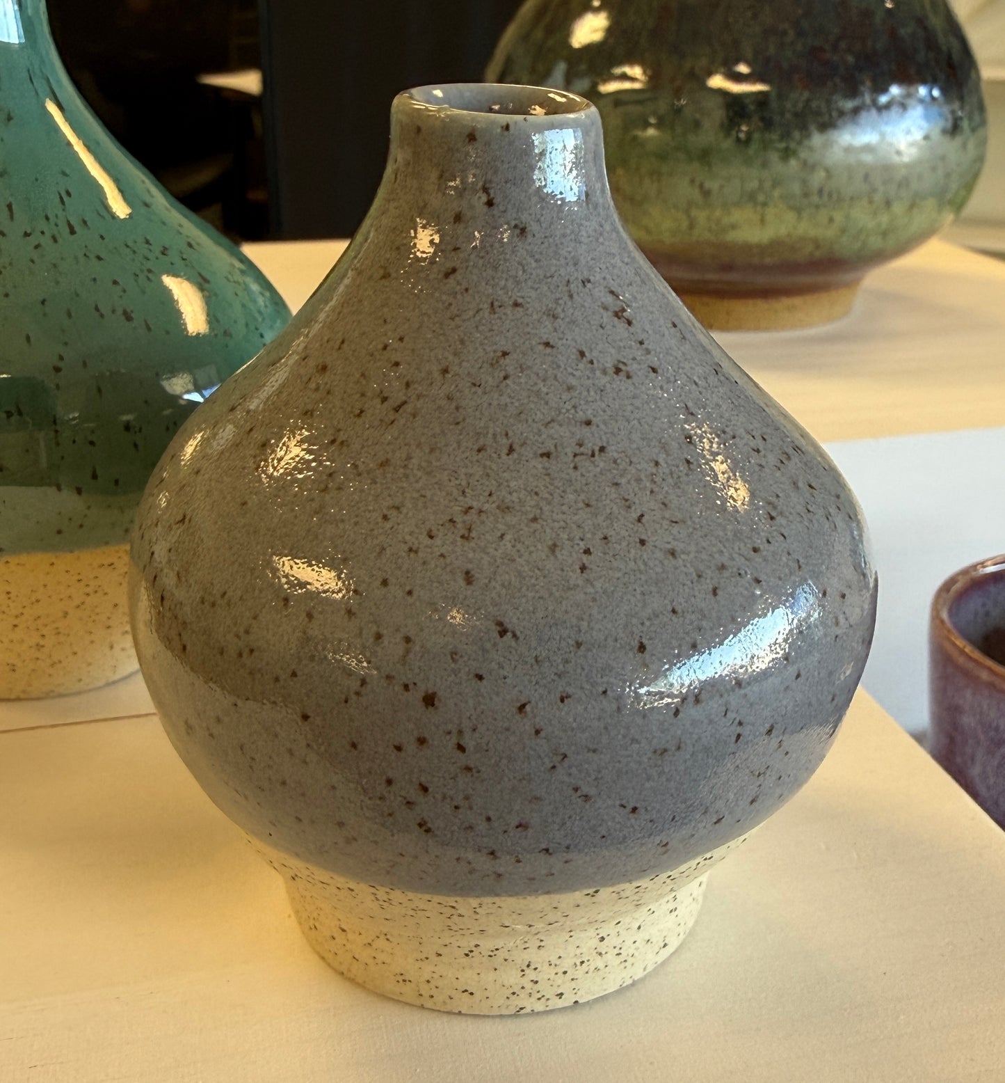 Hand thrown ceramic teardrop decorative vase