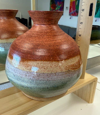 Matte orange, honey and soft sage decorative vase