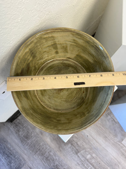 Ceramic bucket planter in olive green