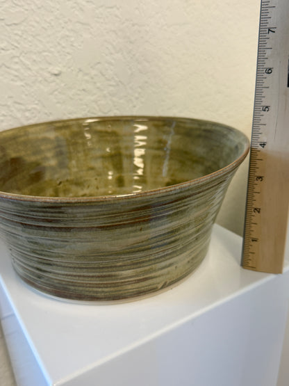 Ceramic bucket planter in olive green