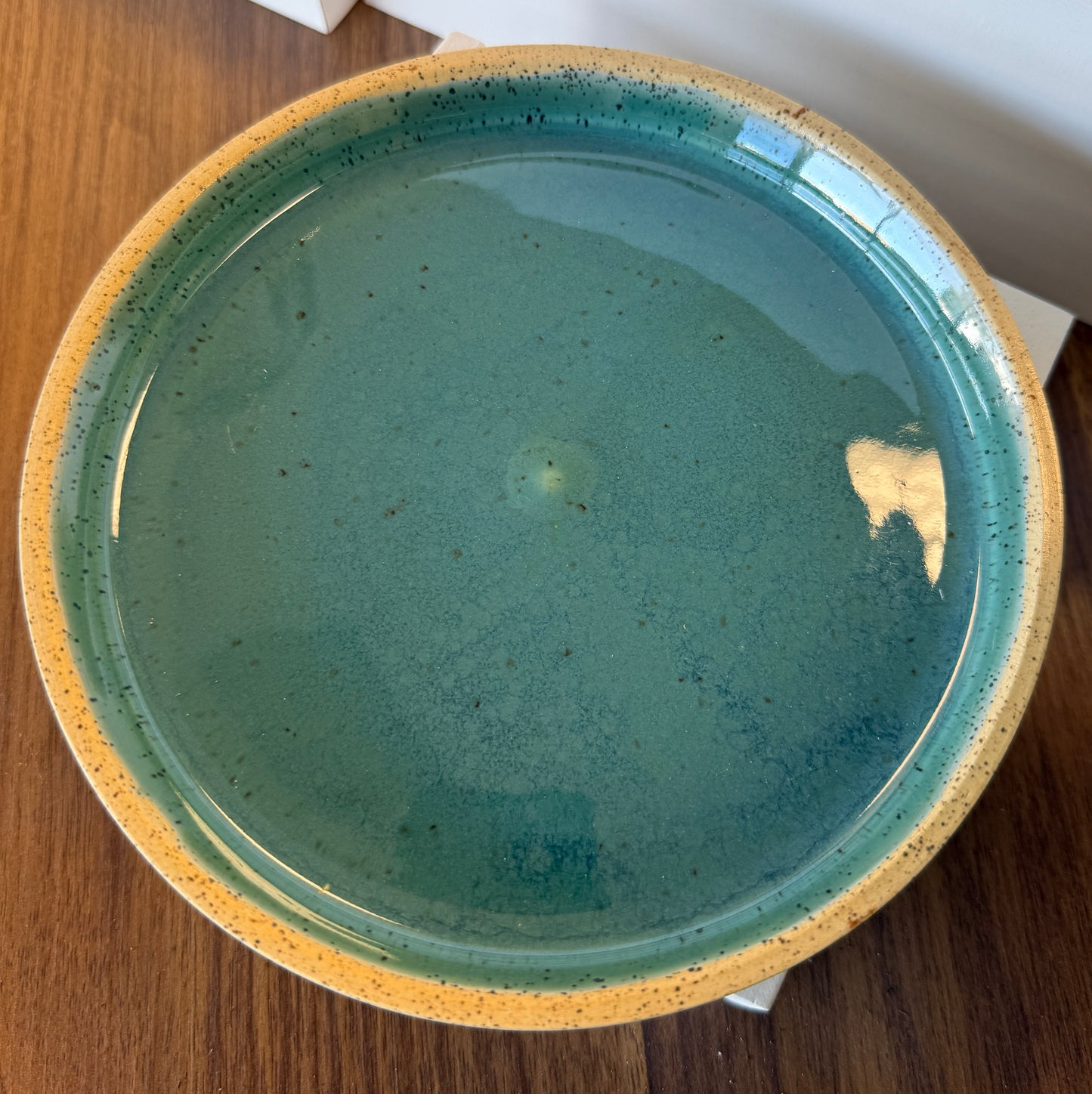 Large Ceramic Planter with Drip Tray - Seafoam